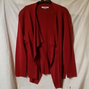 TanJay Elegant Red Open Front Cardigan